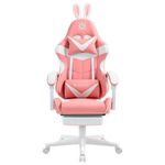 Кресло компьютерное DEFENDER "Irifi", 2 подушки, подставка для ног, экокожа, розовое/белое, 64042