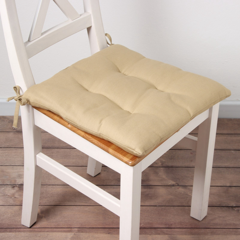 Сидушка на стул 42х42 см, цв. бежевый, 100% хл, саржа 250 г/м2