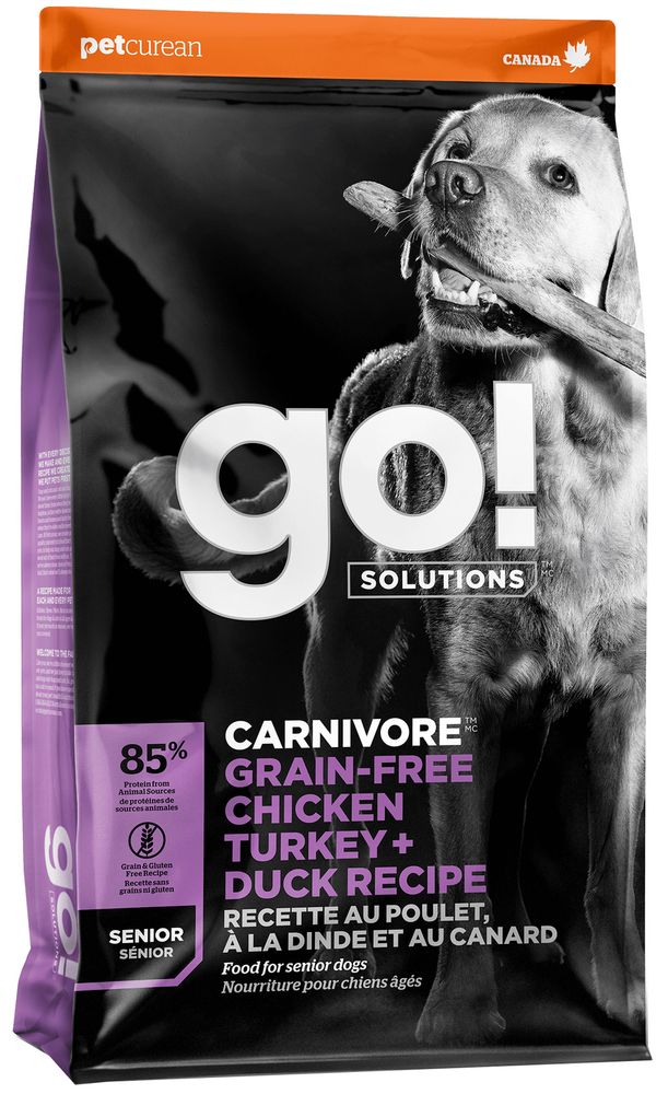 Go! 9.98кг Carnivore Сухой корм для пожилых собак 4 вида мяса: Индейка, Курица, Лосось, Утка