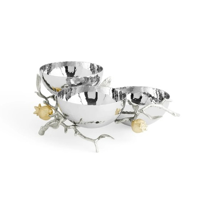 Менажница трехсекционная Michael Aram Pomegranate Silver & Gold (22.7 см)