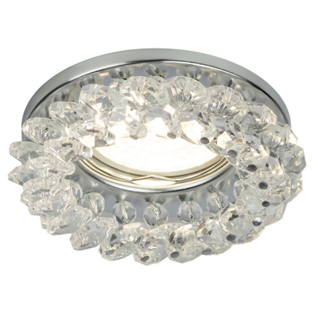 Светильник встраиваемый декоративный ЭРА DK16 CH/WH под лампу MR16 GU5.3 декор с хрусталиками прозрачный/хром | Декоративные встраиваемые светильники