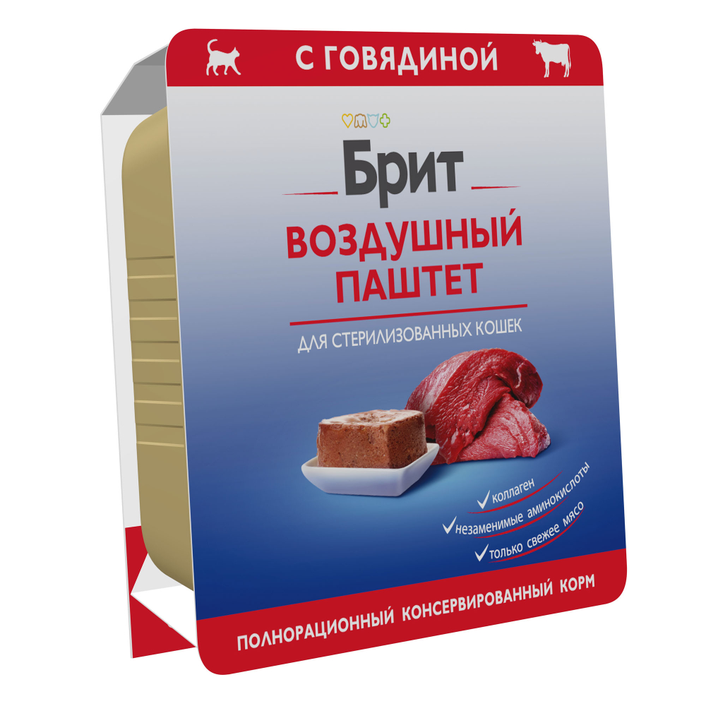 Brit Premium Воздушный паштет Говядина для стерилизованных кошек 100 г