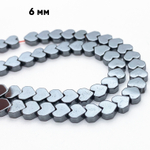 Гематит Сердце бусины (имитация), цвет черный, размер около 5,5*6 мм, цена за 35-36 шт (1/2 нити)