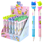 Ручка шариковая Alingar "Кактусы", 0,7 мм, 3-х цветная (син., черн., красн.), автоматическая, резиновый грип, пластиковый цветной корпус, карт. уп.