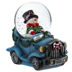 GAEM Фигурка декор в стекл шаре "Снеговик на машине", D4,5 см, L8 W4,5 H7,5 см, 2в.