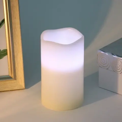 Сувенир с подсветкой «Свеча восковая - Звездная» 7,5*12,5 см - облита воском (работает от батареек 3 ААА)