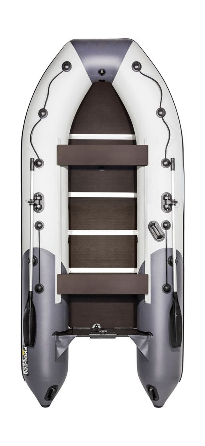 Надувная лодка ПВХ, Ривьера Компакт 3600 НДНД Комби, светло-серый/графит