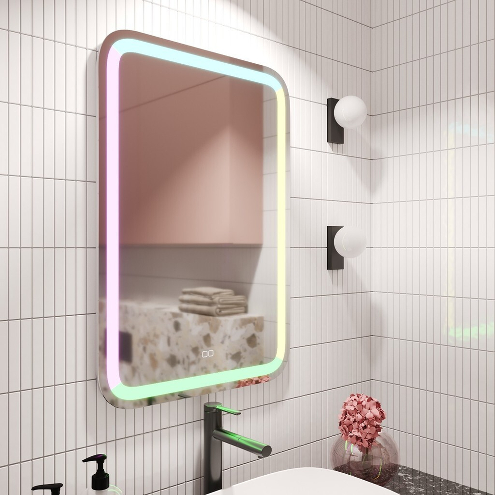 Зеркало MIXLINE "Мальта" RGB 550*800 (ШВ) сенсорный выключатель, МУЛЬТИ-ЦВЕТ