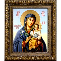 Неувядаемый цвет. Икона Божьей матери на холсте.