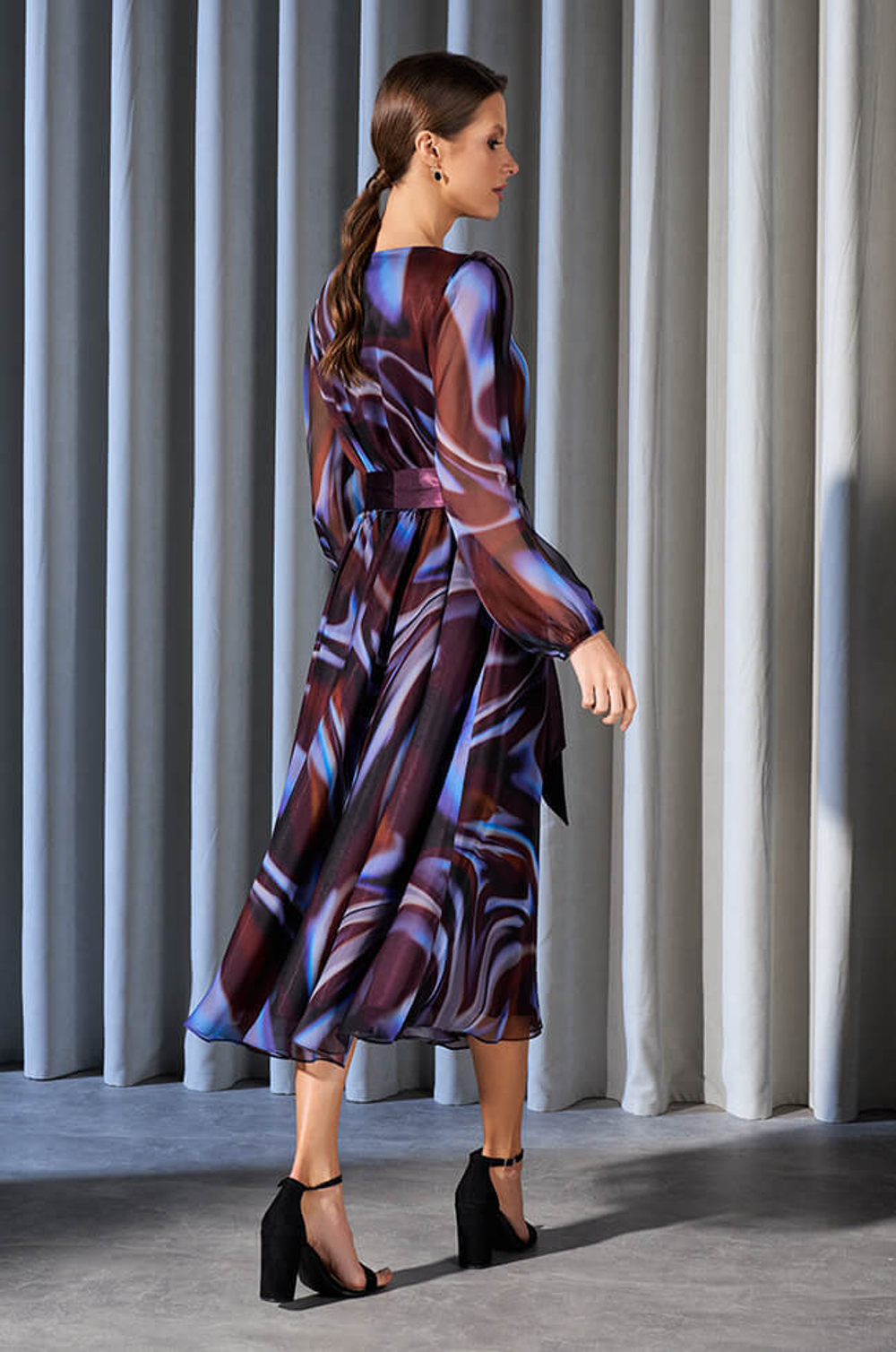 51504 Платье женское (коричнево-сиреневый принт)