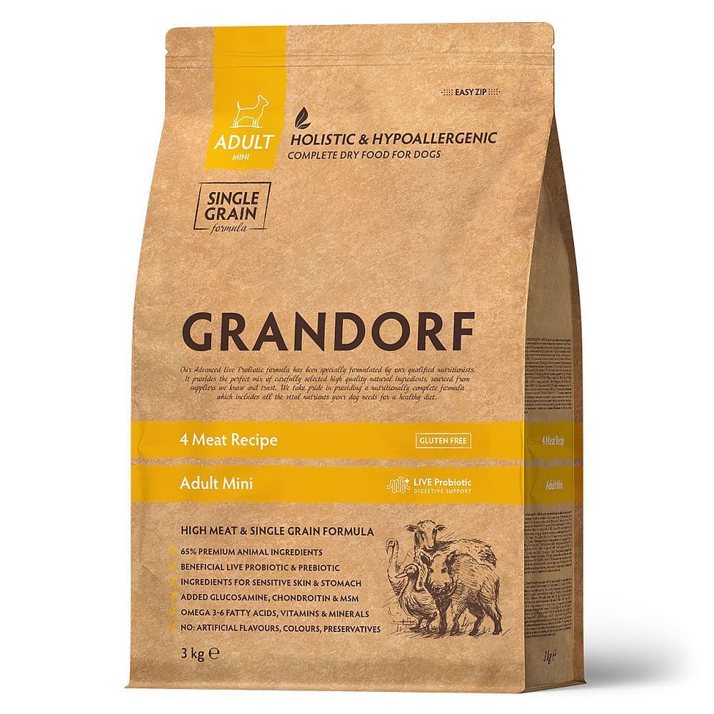 *GRANDORF DOG 4 Meat&amp;Rice PROBIOTIC MINI (4 мяса с рисом и пробиотиками для мини пород)  3 кг.