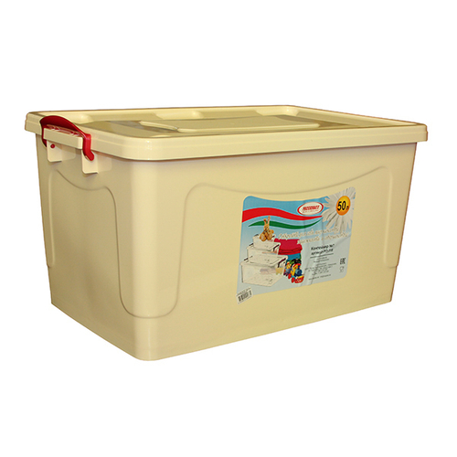 Контейнер д/хранения 50л слон.кость/красный перламутр