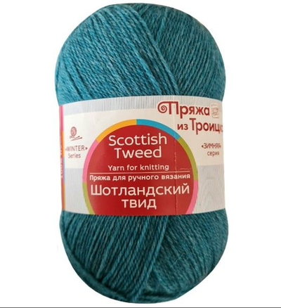 Пряжа "Шотландский твид", 100% шерсть, 100 гр - 360 м, бирюзовый меланж