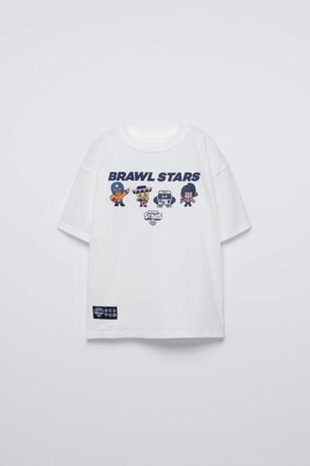 ZARA ФУТБОЛКА С ПРИНТОМ BRAWL STARS © SUPERCELL OY И НАДПИСЬЮ, ЖЕЛТОВАТО-БЕЛЫЙ