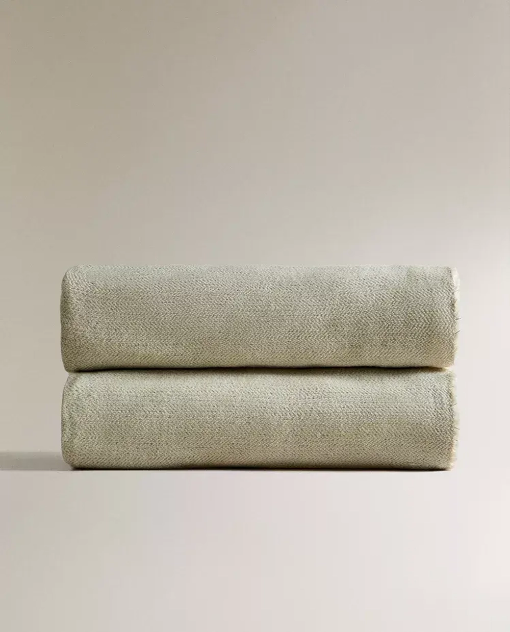 ZARA HOME ПЛЕД С БАХРОМОЙ, ЗЕЛЕНЫЙ