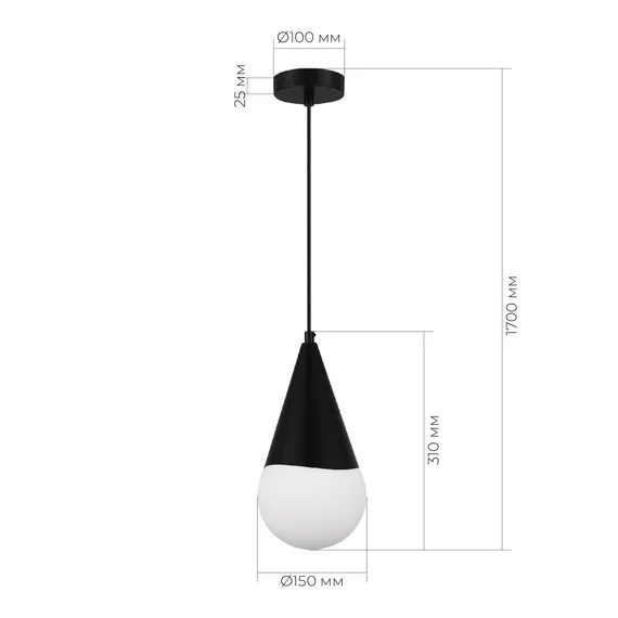 SLE1197-403-01 Светильник подвесной Черный/Белый E27 1*40W FIORI