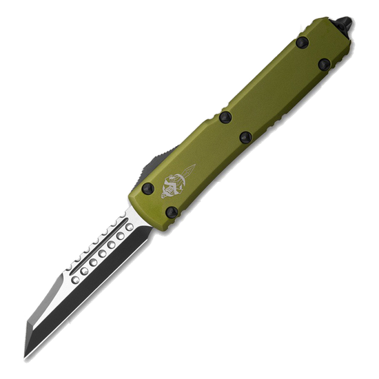Microtech Ultratech Warhound - нож автомат., зелен. алюм. рук-ть, черн. клинок