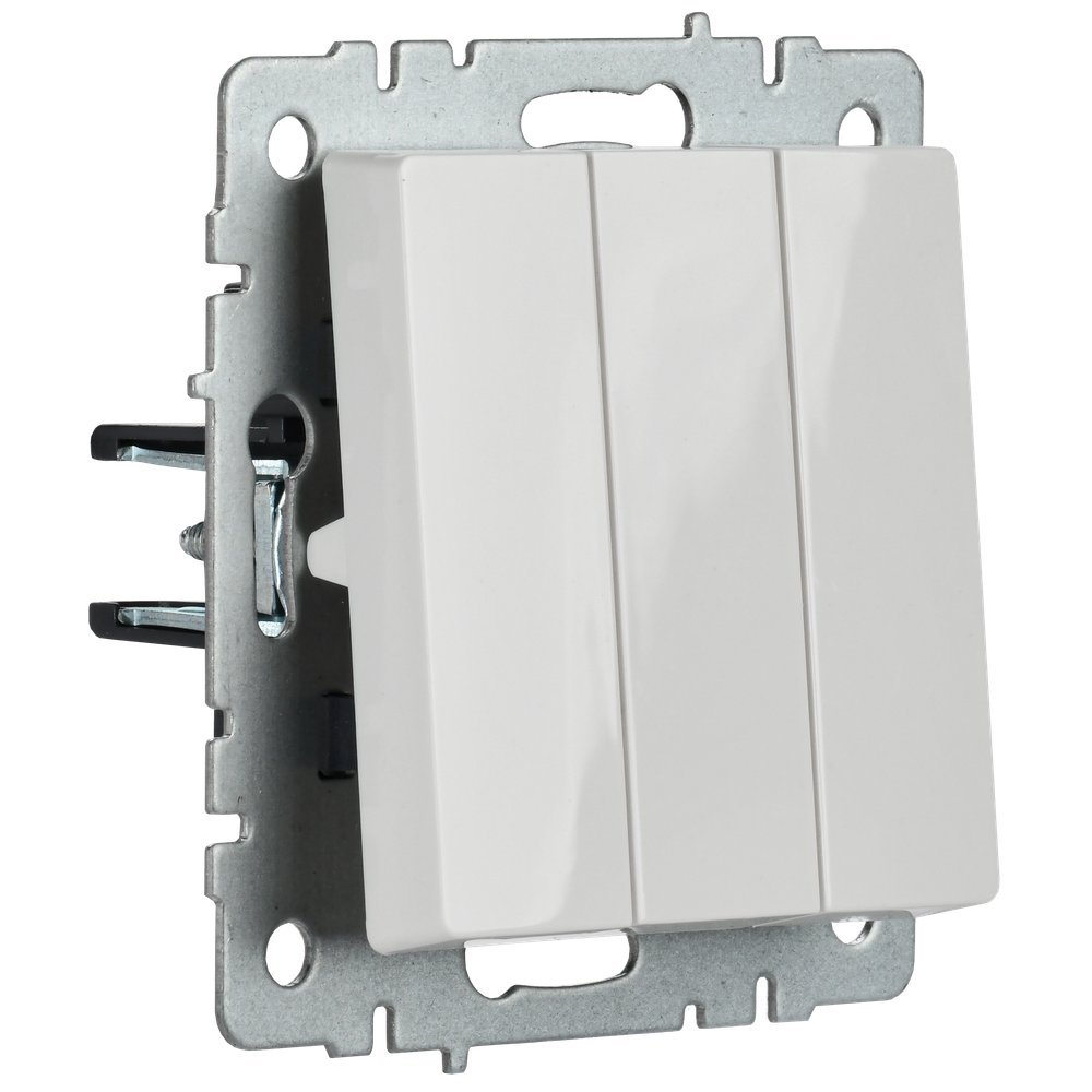 BRITE Выключатель 3-клавишный 10А ВС10-3-0-БрБ белый IEK