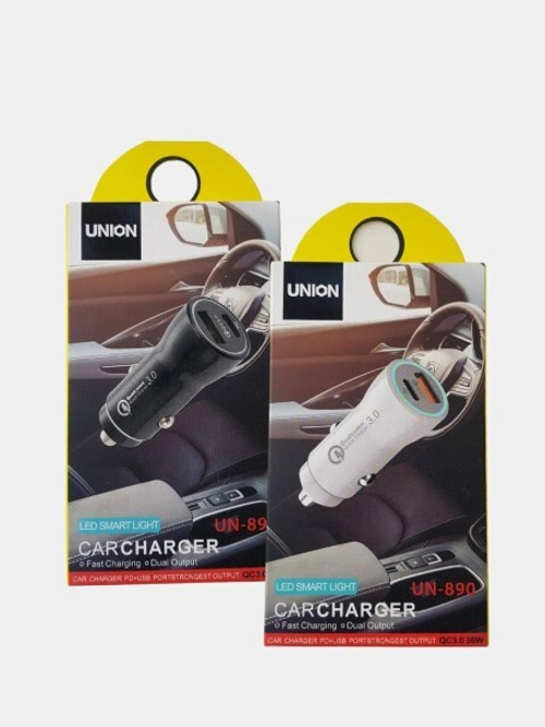 Зарядное устр-во в прикур. 1 USB 3.0A + USB-C (Type-C) (Union)