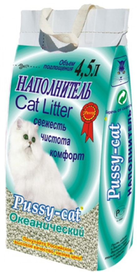 Наполнитель PUSSY-CAT "Океанический" впитывающий - 4,5 л