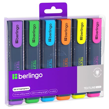 Набор выделителей текста 6цв, 1-5мм, Berlingo