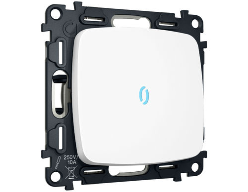 MO122040 Комплект механизма 1-кл проходного выключателя с подсветкой 10000K OMEGA Белый матовый QUANT (OP1220, VM105, G29B)