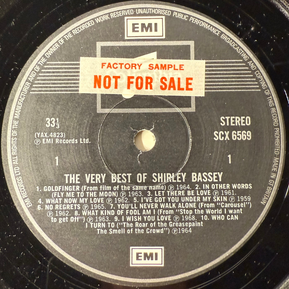 Shirley Bassey ‎– The Very Best Of Shirley Bassey (Англия 1974г.) Promo