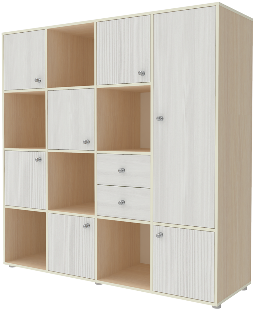 Стеллаж КарИВи Джери 2  Дуб Молочный Белое Дерево