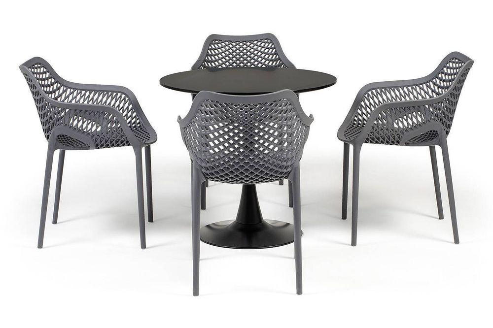 "Беллини" обеденная группа на 4 персоны, цвет темно-серый