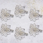 Набор колец для салфеток 6шт «Пуансеттия»4,5*4,5см, серебро