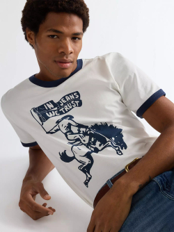 Футболка мужская WRANGLER RINGER TEE WORN WHITE