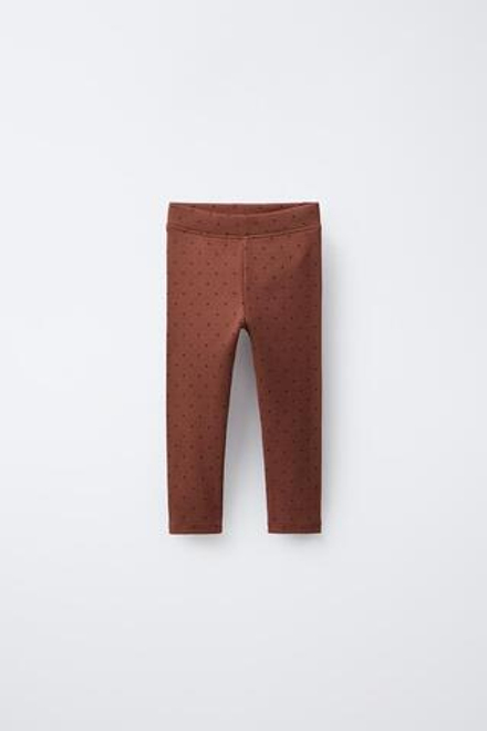 ZARA НАБОР ИЗ ДВУХ ЛЕГИНСОВ С ПРИНТОМ И ОДНОТОННЫХ, ПЕСОЧНЫЙ МЕЛАНЖ