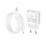 Сетевой адаптер питания HOCO C109A 1USB 2.1A + кабель Lightning (белый)