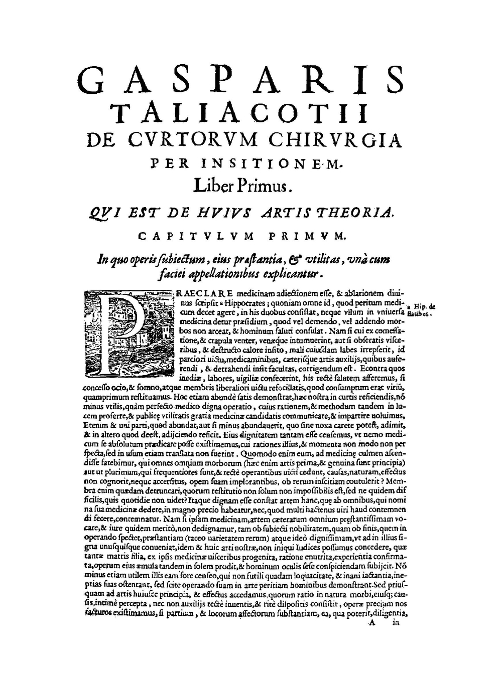 Gasparis Taliacotii. De curtorum chirurgia per insitionem, libri dvo | Gaspare Tagliacozzi