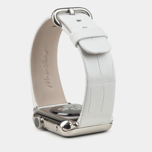 Ремешок для Apple Watch 40/41/42 mm из кожи аллигатора,белого цвета