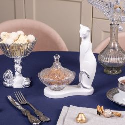 Сахарница стеклянная с крышкой Кошка Шелби Белый