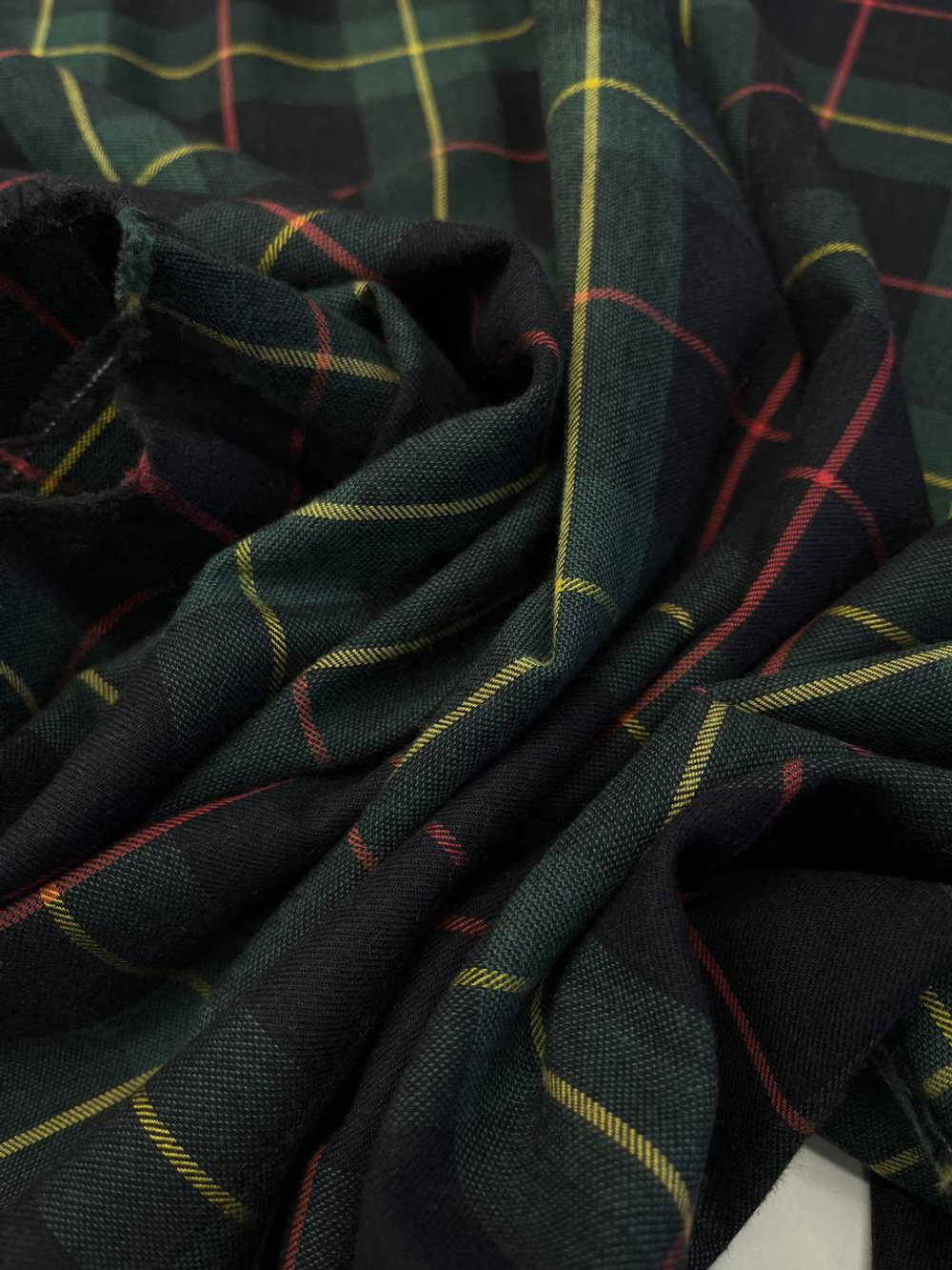 Хлопок с шерстью Canclini черно-зеленый в клетку