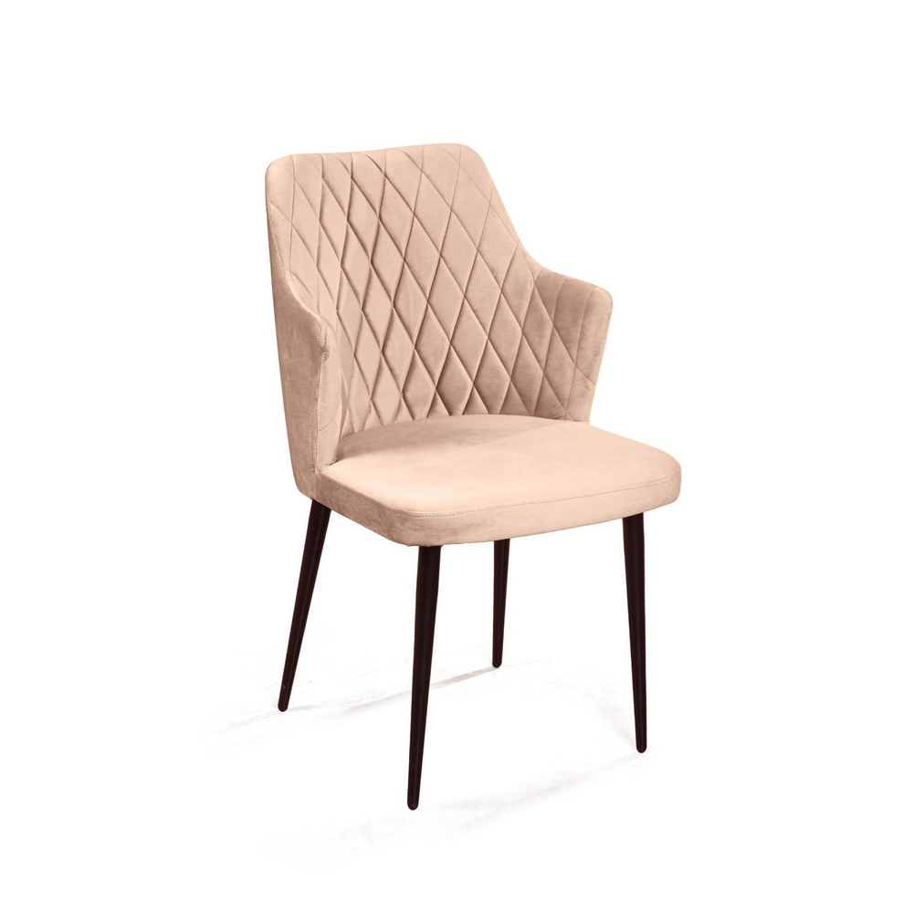 Стул с подлокотниками Hunt ромб, бархат бежевый 5 / чёрный конус