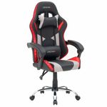 Кресло компьютерное CROMEX (КРОМЕКС) "Quantum GM-155 RGB", подсветка, две подушки, экокожа, черное/красное/серое, 532955