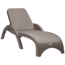 Шезлонг пластиковый "RATTAN" OLA DOM. Грэй (Серо-бежевый).
