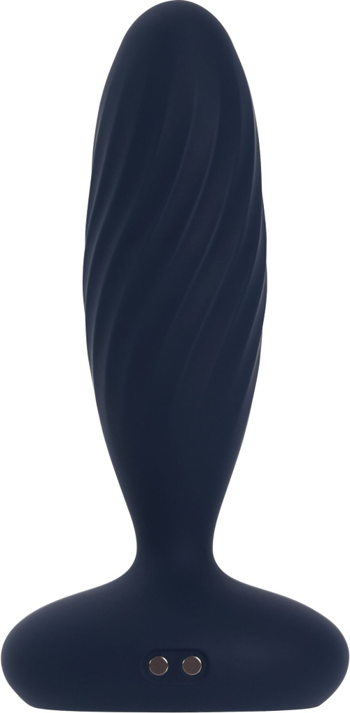 Темно-синяя анальная вибропробка Jordan с поступательными движениями - 12 см.