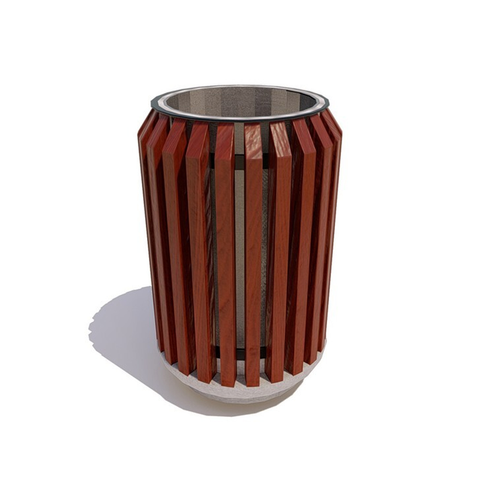 Урна уличная круглая с бетонным основанием "Бульвар", махагон