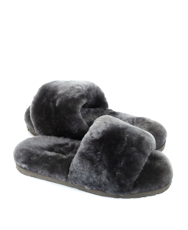 FLUFF SLIDE SLIPPER-grey