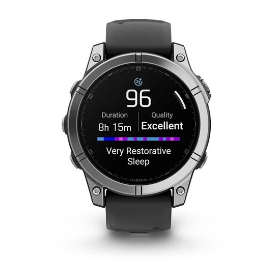 Умные часы Garmin Fenix E, 47 мм, AMOLED, stainless steel with a black silicone band