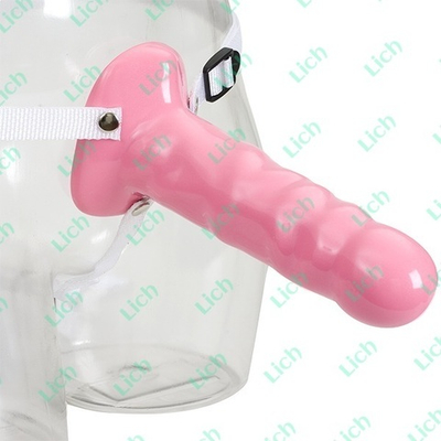 Полый розовый страпон на ремешках JANINE