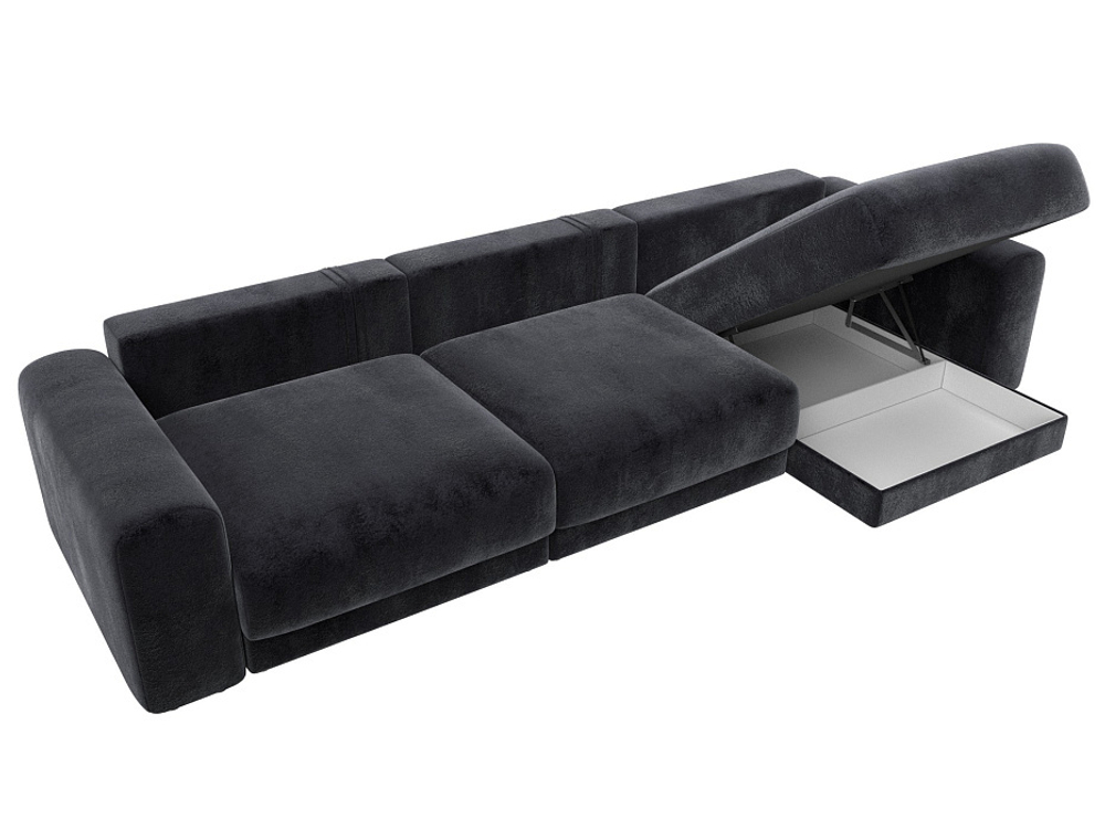 Диван угловой Лига-056 НПБ Лонг угол универсальный ВЕЛЮР TOWER 11 темно-серый