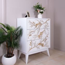 Комод Oliva Branch (Олива Бранч) с 3 ящиками Айс Мраморное Золото