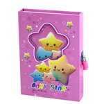 Блокнот в футляре, 14,5 см * 20,5 см, 7БЦ, Alingar, ламинация, замочек, линия, 45 л., "Счастливые звезды", розовый