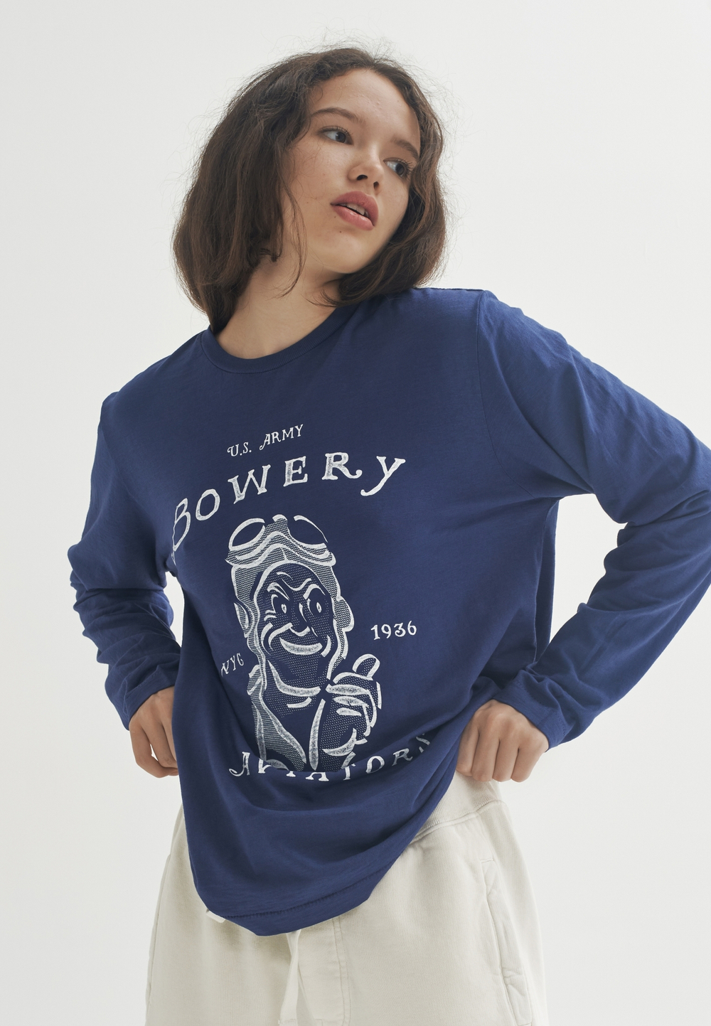 Лонгслив Bowery NYC "Aviators" Slub Navy Heritage