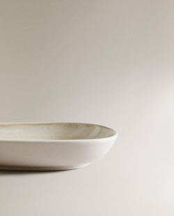 Zara Home тарелка из каменной керамики, цвет бежевый, 14 см